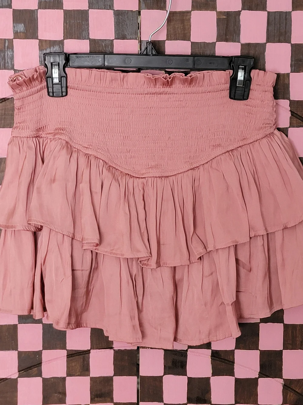 Altar'd State Dusty Rose Smocked Tiered Ruffle Skort
